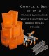 Set of 12 Orange Luminaries, White Light String with Amber Bulbs, Stakes