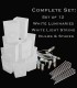 Set of 12 White Luminaries, White Light String with Bulbs, Stakes