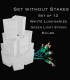Set of 12 White Luminaries, Green Light String with Bulbs, NO Stakes