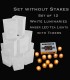 Set of 12 White Luminaries, Amber LED Tea Lights with Timers, NO Stakes
