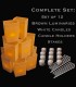 Set of 12 Brown Luminaries, White Candles & Holders, Stakes