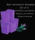 Set of 6 Purple Luminaries, Green Light String, Purple Bulbs