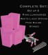 Set of 6 Pink Luminaries, White Light String with Pink Bulbs, Stakes