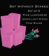Set of 6 Pink Luminaries, Green Light String with Pink Bulbs, No Stakes