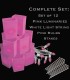 Set of 12 Pink Luminaries, White Light Strings with Pink Bulbs, Stakes