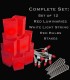 Set of 12 Red Luminaries, White Light String, Red/Green Bulbs & Stakes