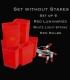 Set of 6 Red Luminaries, White Light String, Red Bulbs, No Stakes