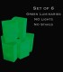 Set of 6 Green Luminaries, No Lights, No Stakes