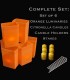 Set of 6 Orange Luminaries, Citronella Candles & Holders, Stakes