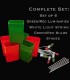 Set of 6 Red/Green Luminaries, white light string with red/green bulbs, stakes