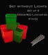 Set of 6 Red/Green Luminaries, no light source, stakes