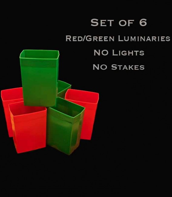 Set of 6 Red/Green Luminaries, no light source, no stakes