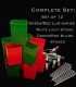 Set of 12 Red/Green Luminaries, white light string with red/green bulbs, stakes
