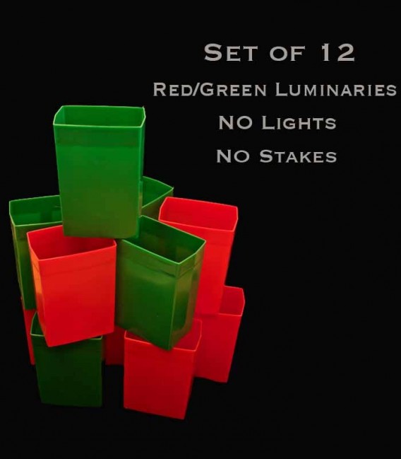 Set of 12 Red/Green Luminaries, no light source, no stakes