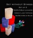 Set of 6 Patriotic Luminaries, green light string with red/white/blue bulbs, no stakes