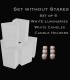 Set of 6 White Luminaries, white candles & holders, no stakes