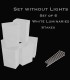 Set of 6 White Luminaries, no light source, stakes