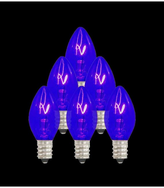Set of 7 Replacement Blue C7 Light Bulbs