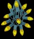 12 Socket Green Electric Light String, Yellow Bulbs