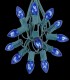 12 Socket Green Electric Light String, Blue Bulbs