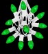 12 Socket White Electric Light String, Green Bulbs
