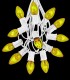 12 Socket White Electric Light String, Yellow Bulbs