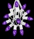 12 Socket White Electric Light String, Purple Bulbs