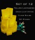 Set of 12 Yellow Luminaries, Green Light String with Bulbs, No Stakes