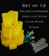 Set of 12 Yellow Luminaries, Green Light String with Bulbs, Stakes