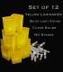Set of 12 Yellow Luminaries, White Light String with Bulbs, No Stakes