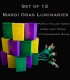 Mardi Gras Set of 12, Green Light String with Incandescent Bulbs,  No Stakes