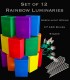 Set of 12 Rainbow Luminaries, Green Light String and LED Bulbs, Stakes