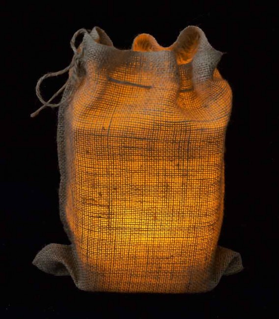 Snug Burlap Bag at Night