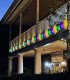Mardi Gras Luminaries on railing display