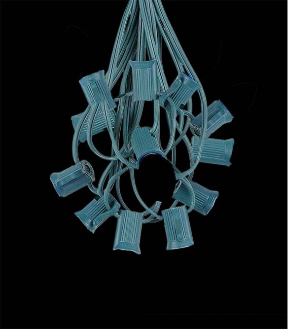 12 Socket Green Electric Light String, No Bulbs