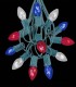 12 Socket Green Electric Light String, Patriotic Bulbs