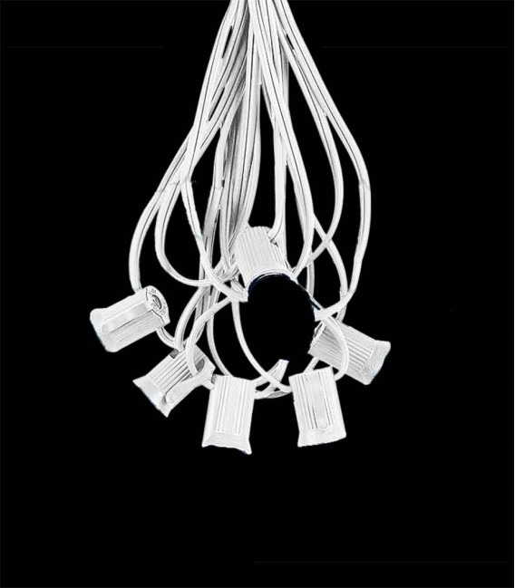 6 Socket White Electric Light String, No Bulbs