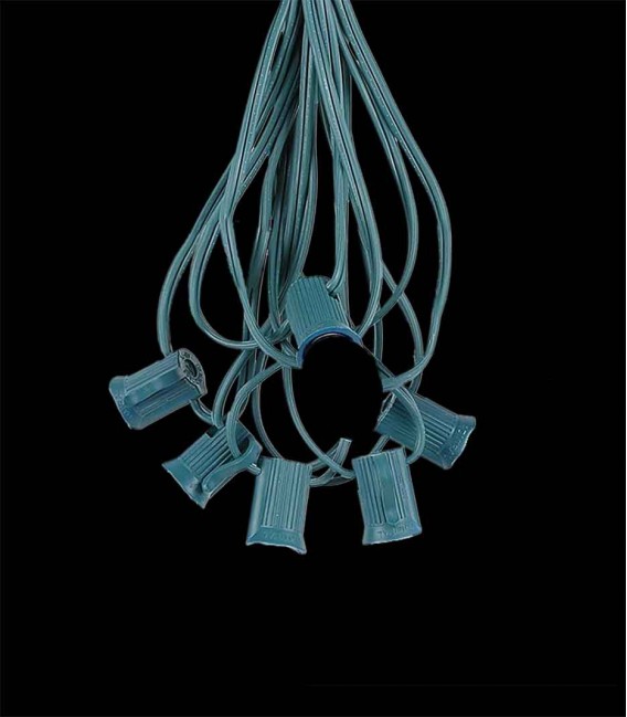 6 Socket Green Electric Light String, No Bulbs