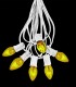 6 Socket White Electric Light String, Yellow Bulbs