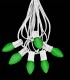 6 Socket White Electric Light Strings, Green LED Bulbs