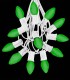 12 Socket White Electric Light Strings, Green LED Bulbs