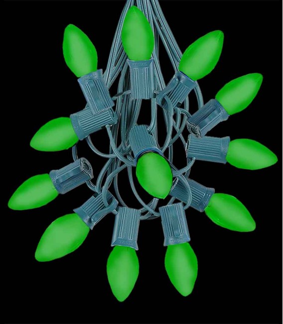 12 Socket Green Electric Light Strings, Green LED Bulbs