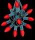12 Socket Green Electric Light Strings, Red LED Bulbs