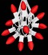 12 Socket White Electric Light Strings, Red LED Bulbs
