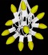 12 Socket White Electric Light Strings, Yellow LED Bulbs