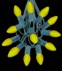 12 Socket Green Electric Light Strings, Yellow LED Bulbs