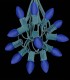 12 Socket Green Electric Light Strings, Blue LED Bulbs