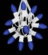 12 Socket White Electric Light Strings, Blue LED Bulbs