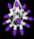 12 Socket White Electric Light Strings, Purple LED Bulbs