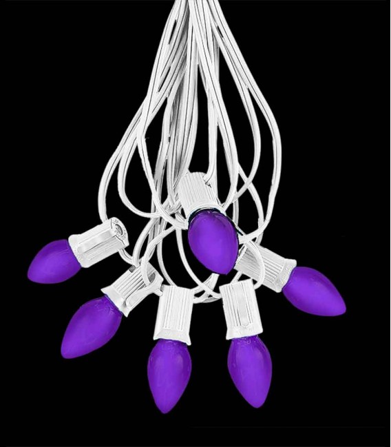 6 Socket White Electric Light Strings, Purple LED Bulbs